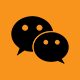 Two black speech bubbles on an orange background