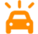 A pixel art picture of an orange car.